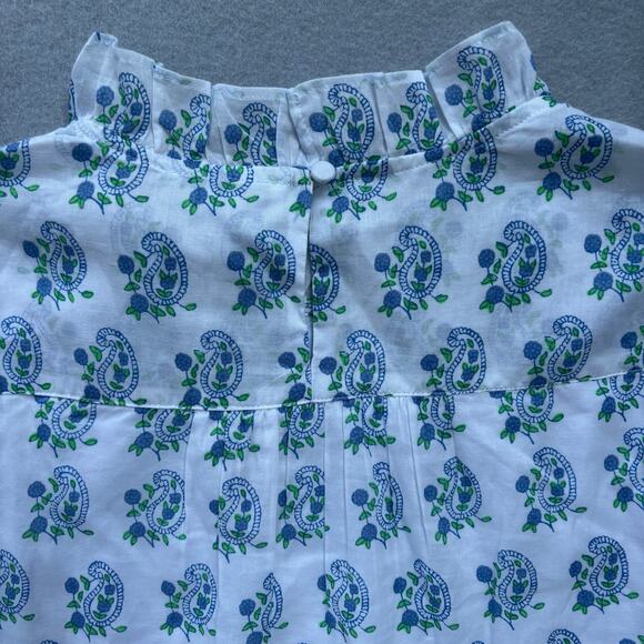 NWT SZ Blockprints X J. Crew smocked puff sleeve blouse in blue paisley size XXS - Picture 8 of 10